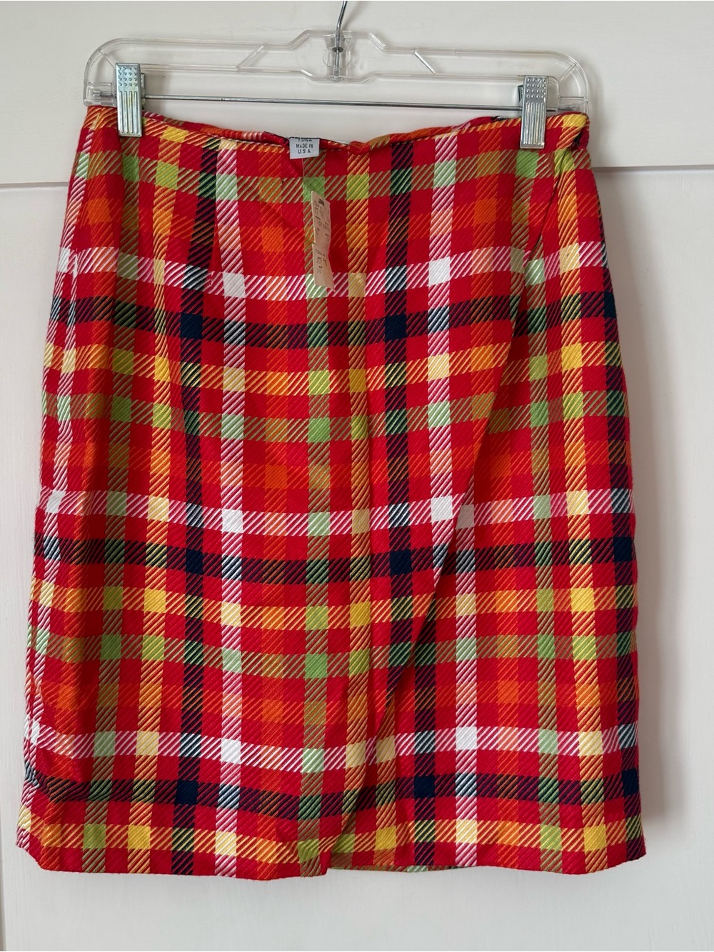 Emanuel Ungaro Red Plaid Pencil Skirt